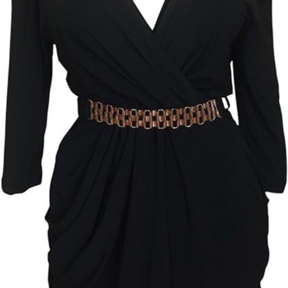 Plus Size Deep V-Neck Wrap Bodice Dress - Picture 1 of 2